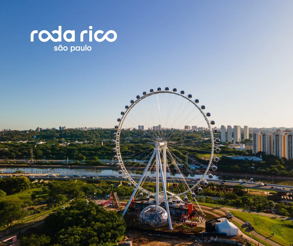 Roda Rico São Paulo a maior Roda Gigante da América Latina! Ao programar a sua visita com antecedência, você paga mais barato no seu ingresso online!